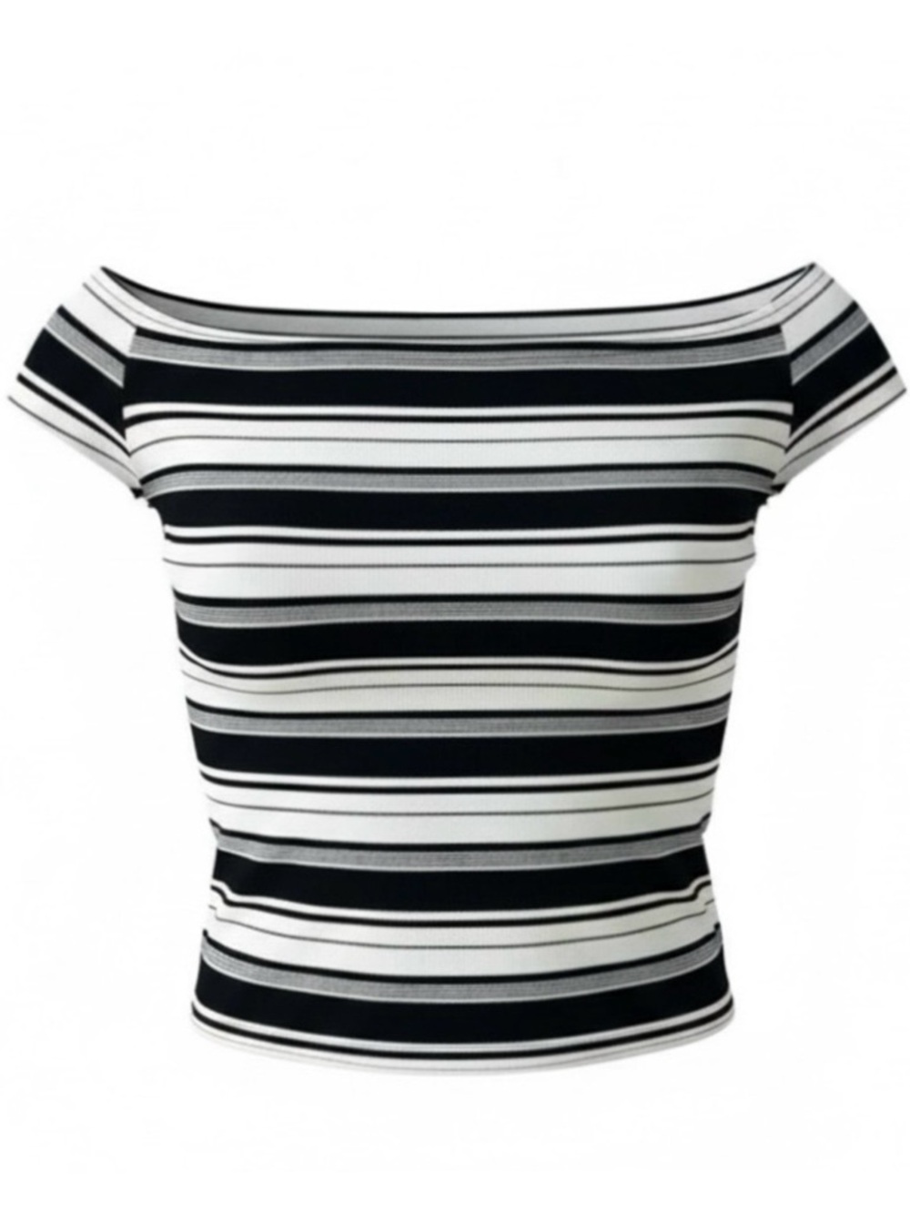 Carlisle Black and White Stripe Off Shoulder Top Size Medium
